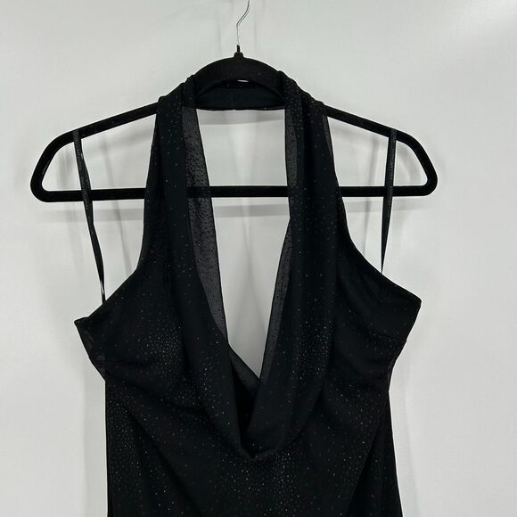 GUNNE SAX Jessica McClintock Black Sparkle Halter Maxi Dress Gown Size 11 / 12 - Picture 3 of 8